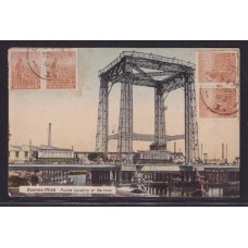 BUENOS AIRES 1913 PUENTE LEVADIZO DE BARRACAS CON TRANVIA MUY LINDA TARJETA POSTAL CIRCULADA DE CONCORDIA A ALEMANIA